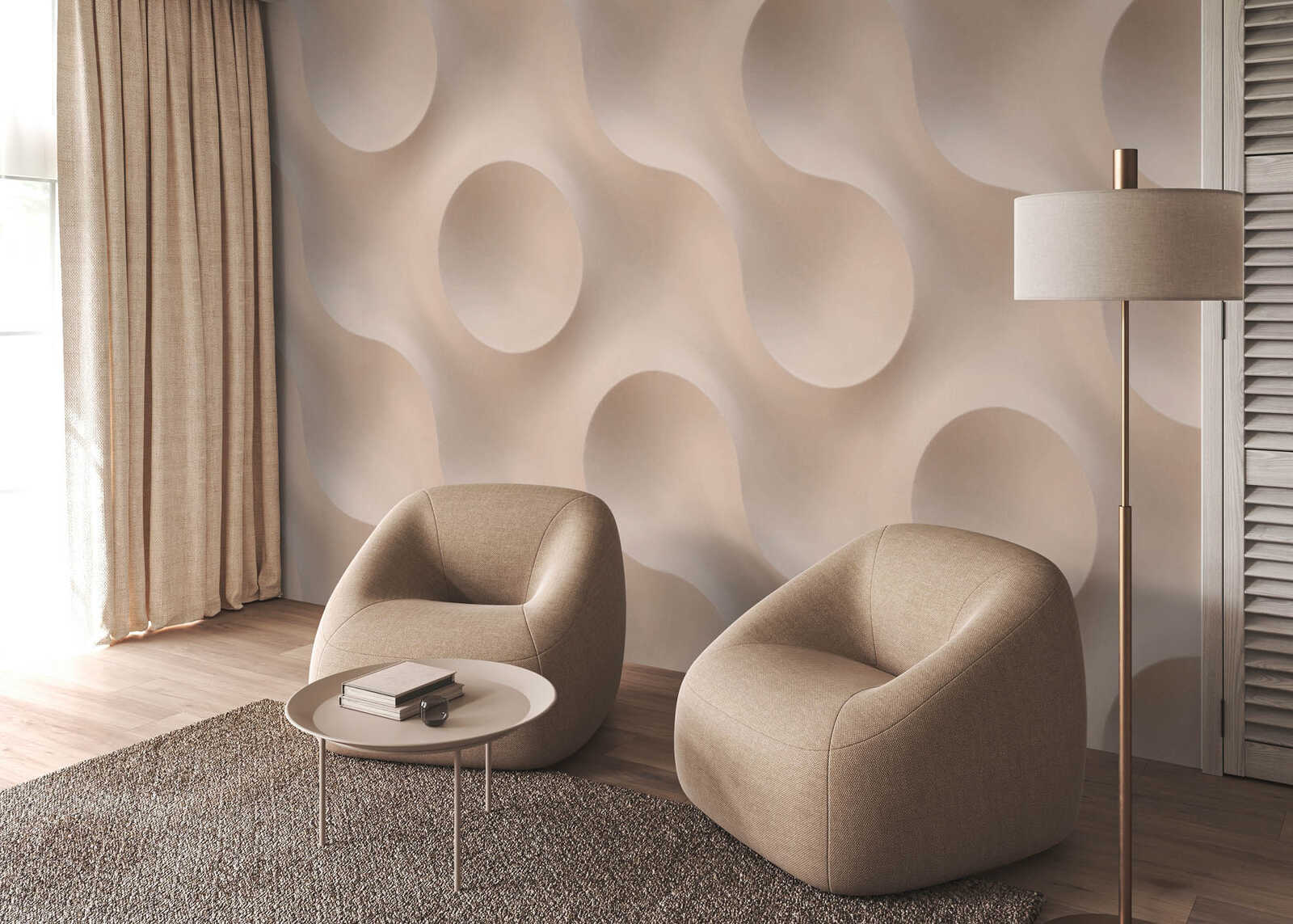 Fotomural Walls by Patel - circular4 - Abstract circle wallpaper with soft depth effect - Beige