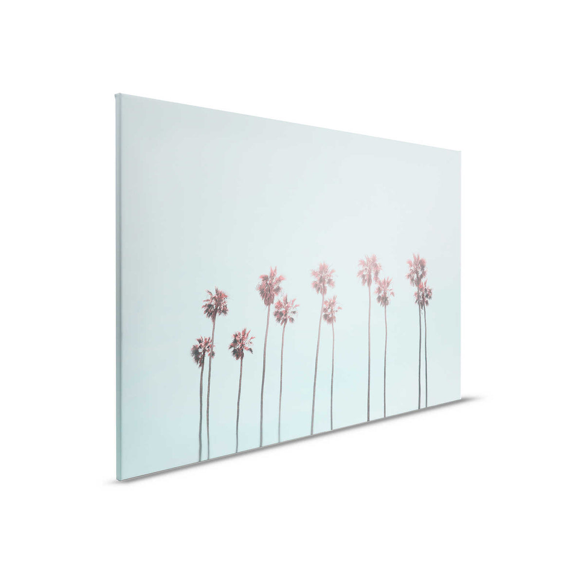 Pintura en lienzo Palmeras y cielo para Beach Feeling en turquesa y rosa