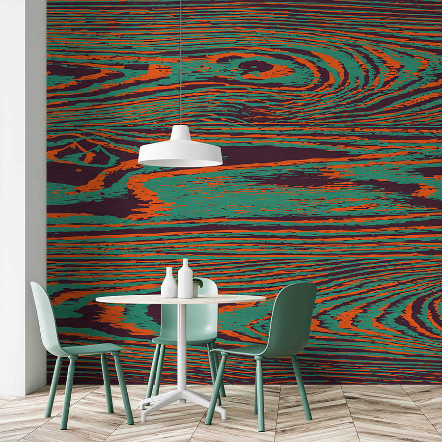 Fotomural Walls by Patel - Kontiki 1 - photo wallpaper wood grain neon colours, green & black