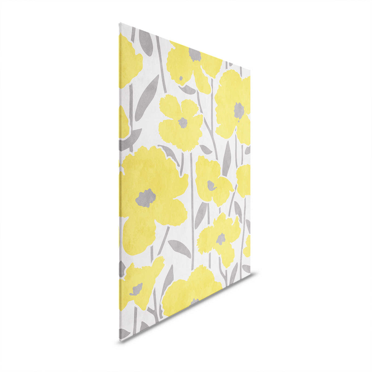 Mercado de flores 4 - Lienzo Floral Amarillo y Gris con Efecto Renderizado