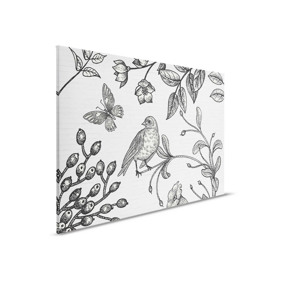 Cuadro en lienzo blanco y negro con motivo de naturaleza en aspecto de cómic