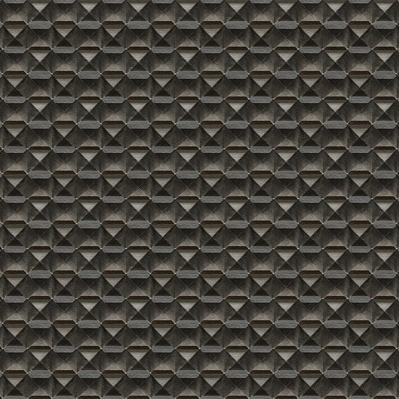 Fotomural Walls by Patel - The edge 1 - 3D Photo wallpaper with lozenge metal design - Brown, Black