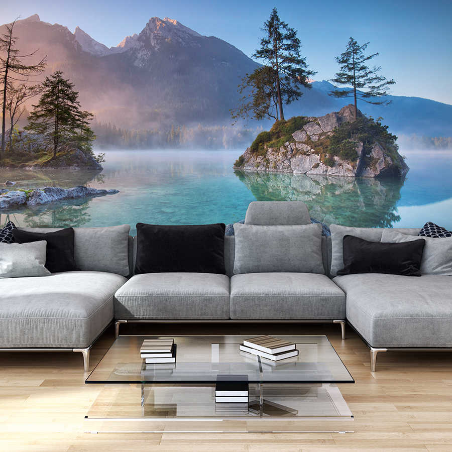 Fotomural Panel XXL 5 - Nature mural lake with small islands and trees on premium smooth fleece