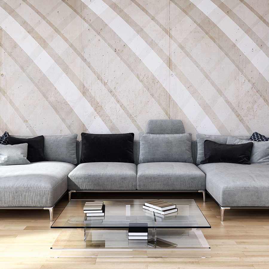 Fotomural Panel XXL 5 - Graphic wall mural with round stripe pattern beige on premium smooth nonwoven