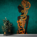 Fotomural Walls by Patel - Nairobi 2 - African style photo wallpaper petrol with women sillouette