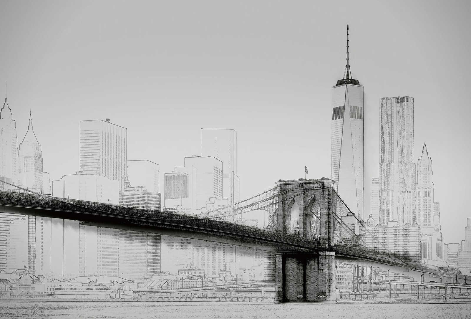 Fotomural Black and white photo wallpaper sketch New York City skyline - DD Motive 2