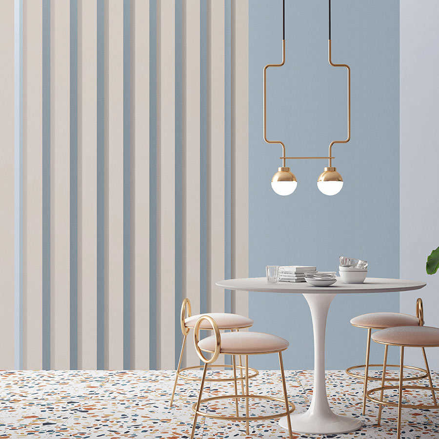 Fotomural Walls by Patel - Illusion Room 2 - wall mural 3D stripes design in blue & grey
