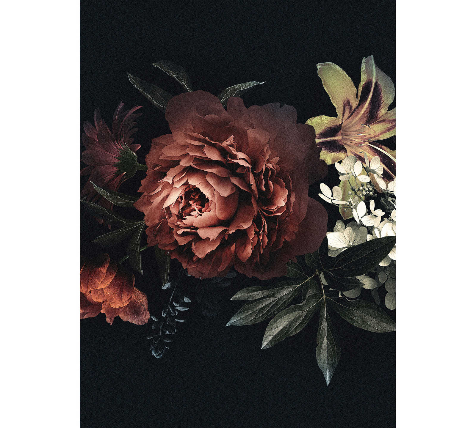 Fotomural Vintage flowers mural - Red, Black - DD Motive 2