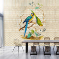 Fotomural Walls by Patel - Aviary 3 - Vintage style parrot & golden pattern photo wallpaper