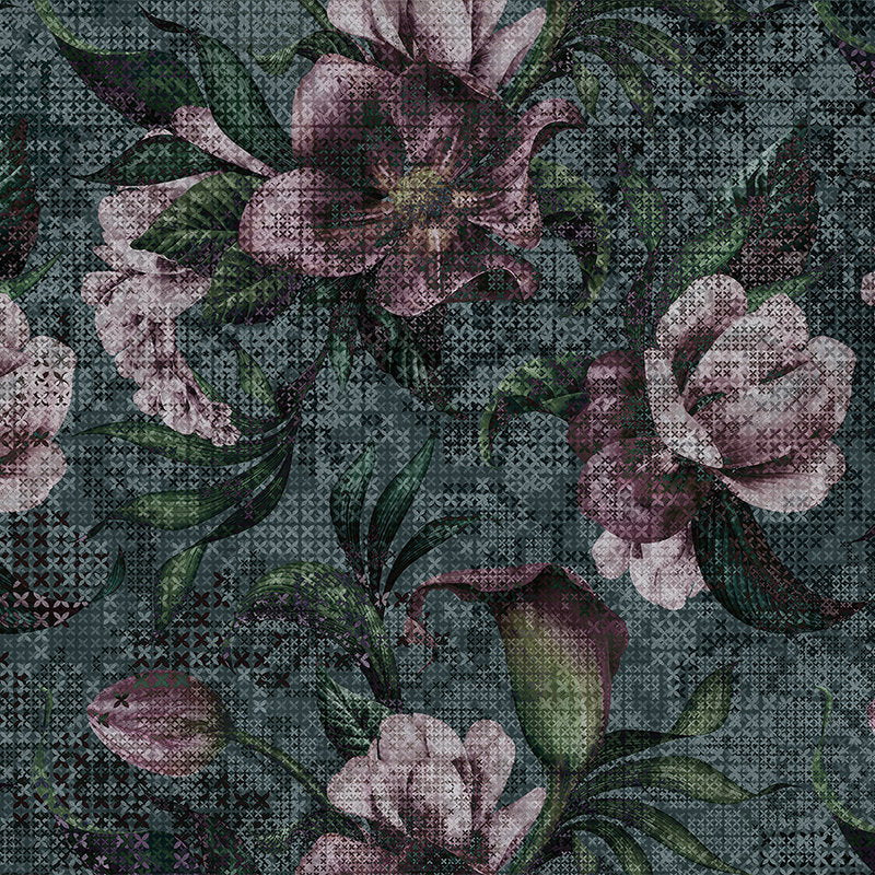Fotomural Walls by Patel - Flowers mural Pixel Design - Green, Pink