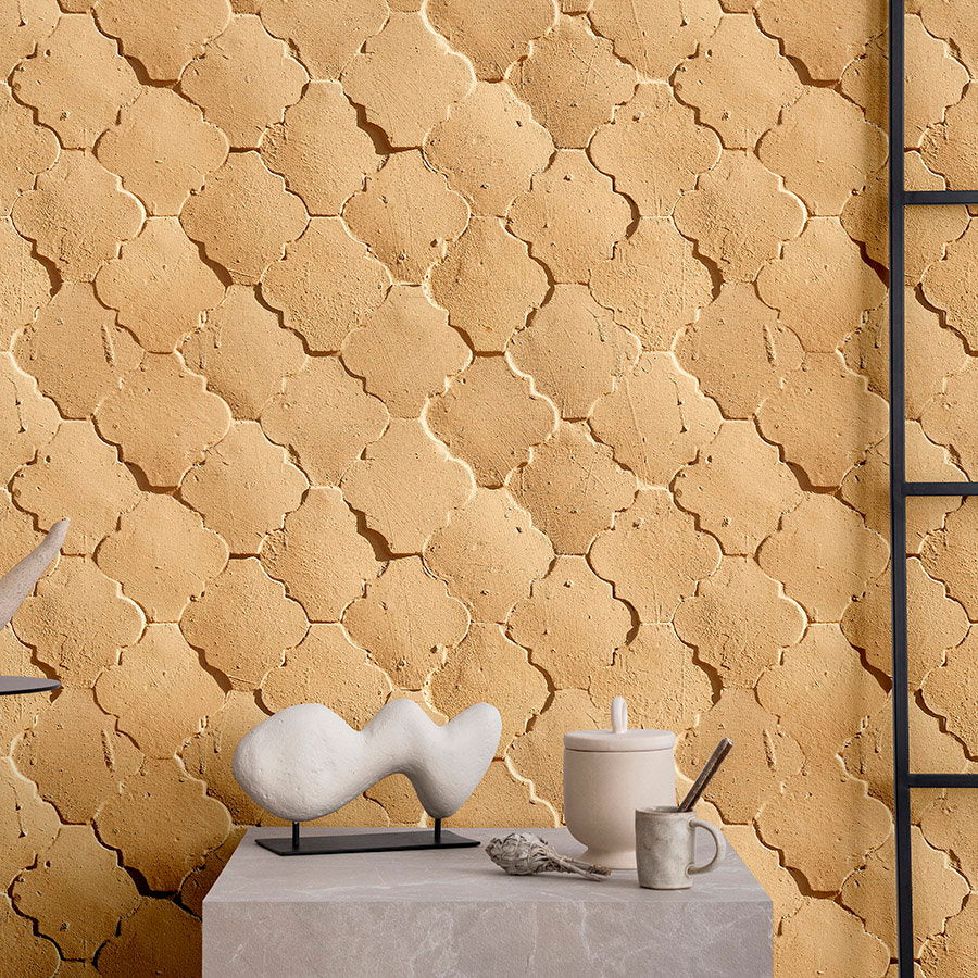Fotomural Walls by Patel - Photo wallpaper »siena« - Mediterranean tile pattern in sand colours - Smooth, slightly shiny premium non-woven fabric