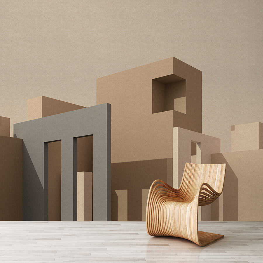 Fotomural Walls by Patel - Tangier 1 - Architecture Cube Design Wallpaper in Beige & Grey