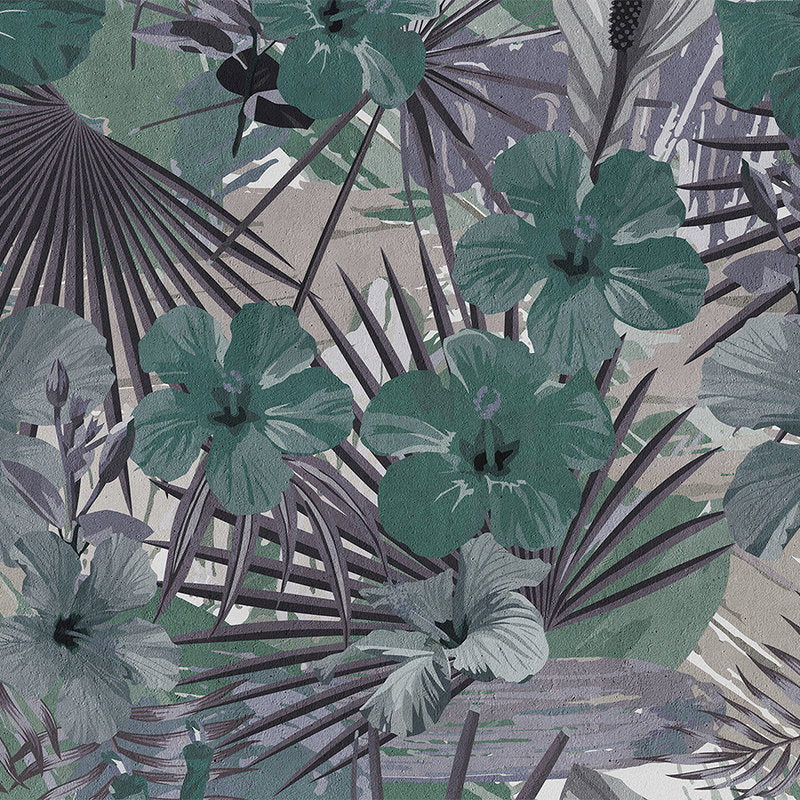 Fotomural Walls by Patel - Photo wallpaper jungle palm trees and flower - green, purple