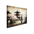 Japón tradicional - Pagoda y kimono arte sobre lienzo