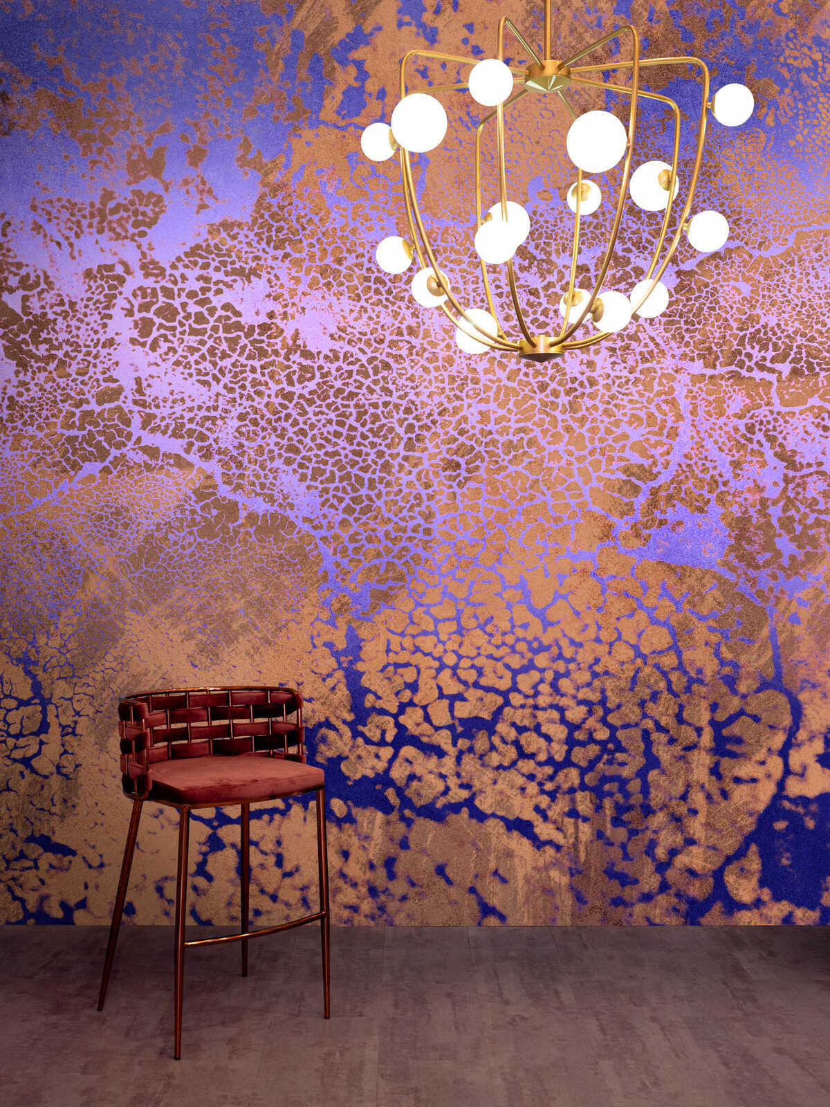 Fotomural Walls by Patel - metallica3 - Noble marble look wallpaper with metallic effect - purple, bronze