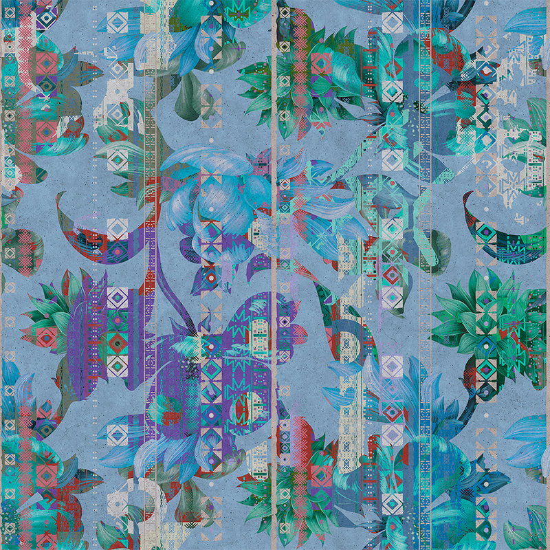 Fotomural Walls by Patel - Photo wallpaper birds and plants pattern - Blue, Green