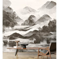 Fotomural Walls by Patel - Photo wallpaper »tinterra 1« - Landscape with mountains & fog - Grey