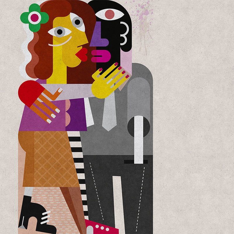 Fotomural Walls by Patel - Couples 2 - Photo wallpaper Pop Art Art Couples - Concrete Structure - Beige, Yellow