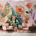 Fotomural Walls by Patel - mythos - Fantastic animal art in alpine landscape - pink, petrol