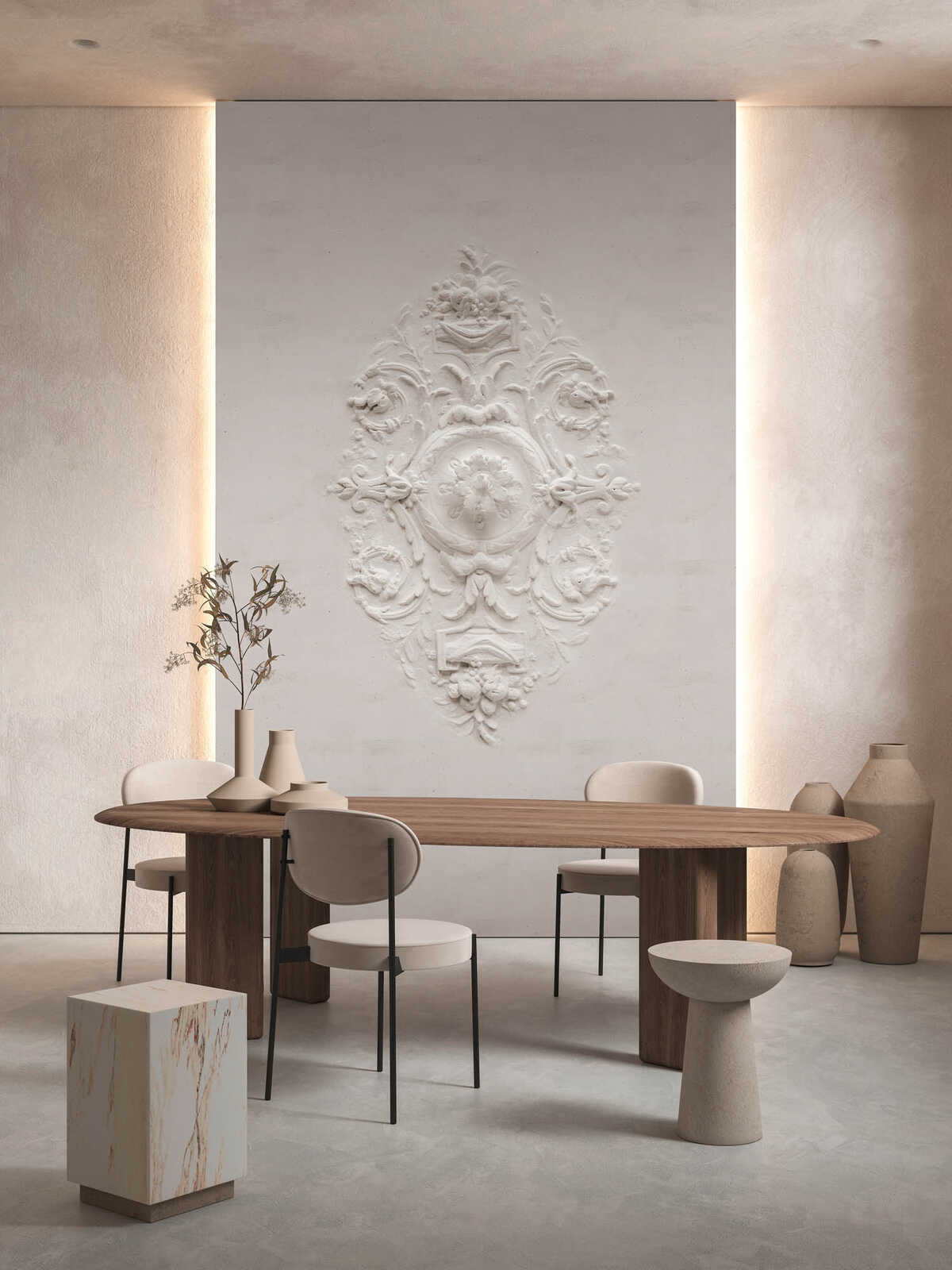 Fotomural Walls by Patel - antique1 - decorative 3D ornamental wallpaper in artistic design - cream