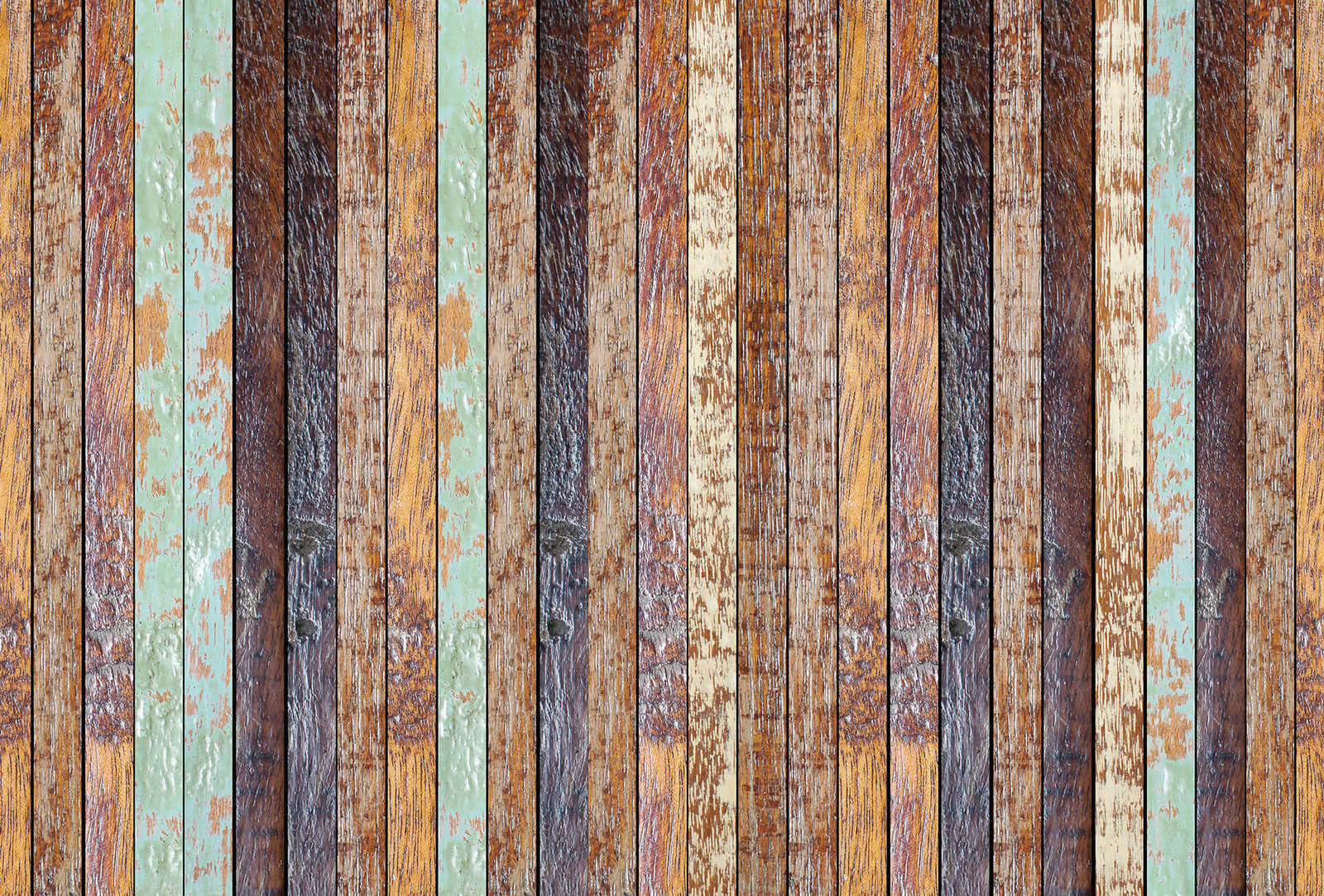 Fotomural Photo wallpaper wood wall vintage look - blue, brown - DD Motive 2