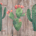 Fotomural Panel XXL 5 - Graphic mural wood fence with cactus drawings on premium smooth nonwoven