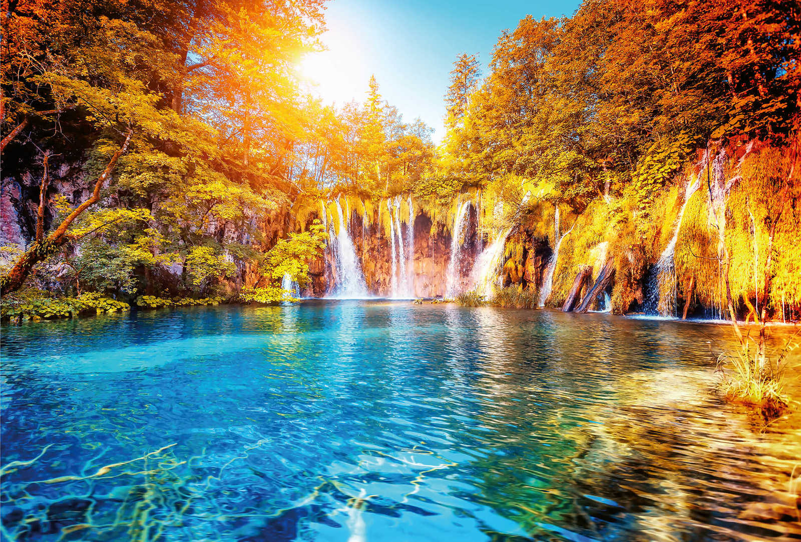 Fotomural Landscape mural waterfall & lake in Croatia - DD Motive 2