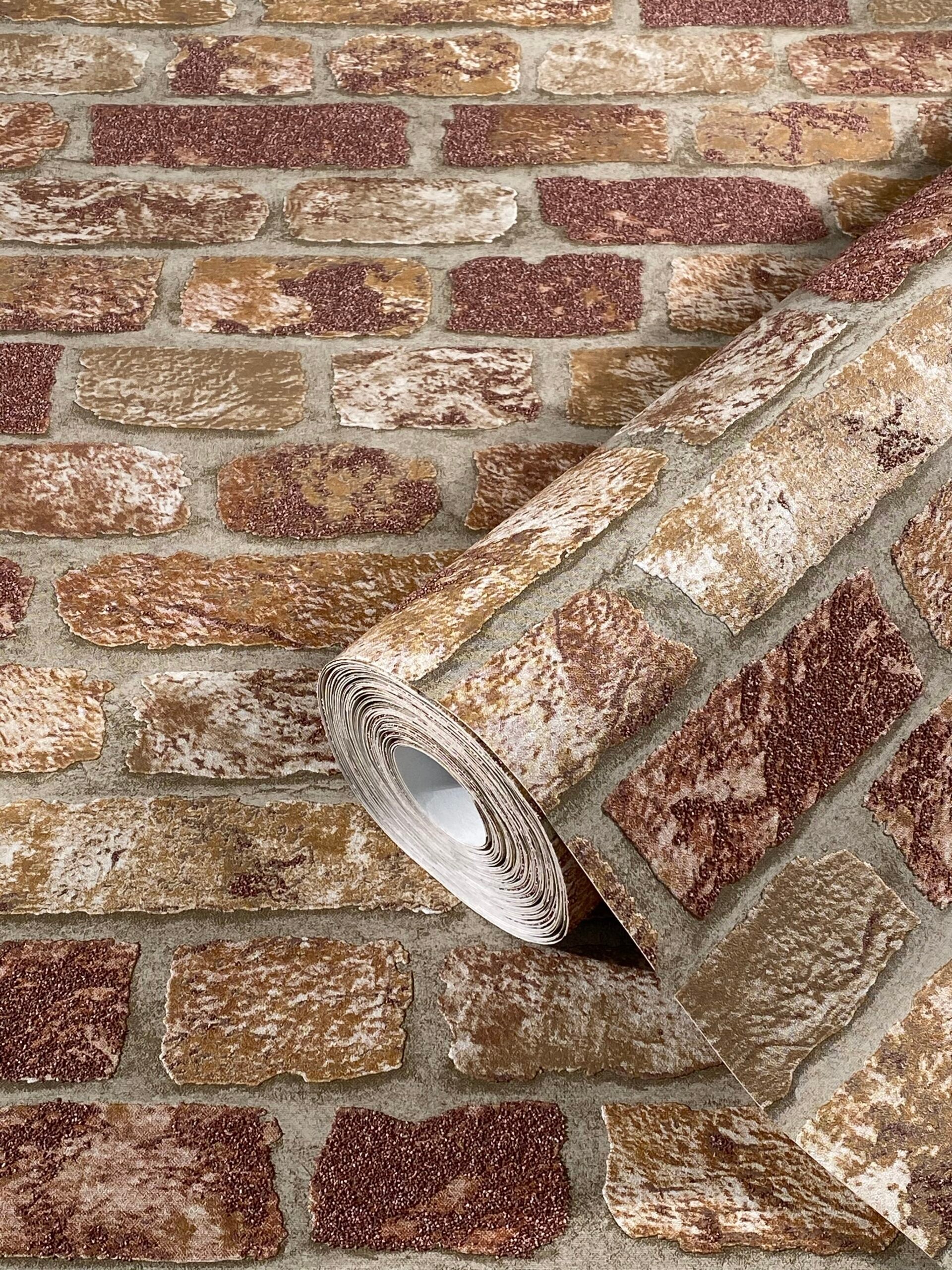 Vliestapete braun, beige steinoptik