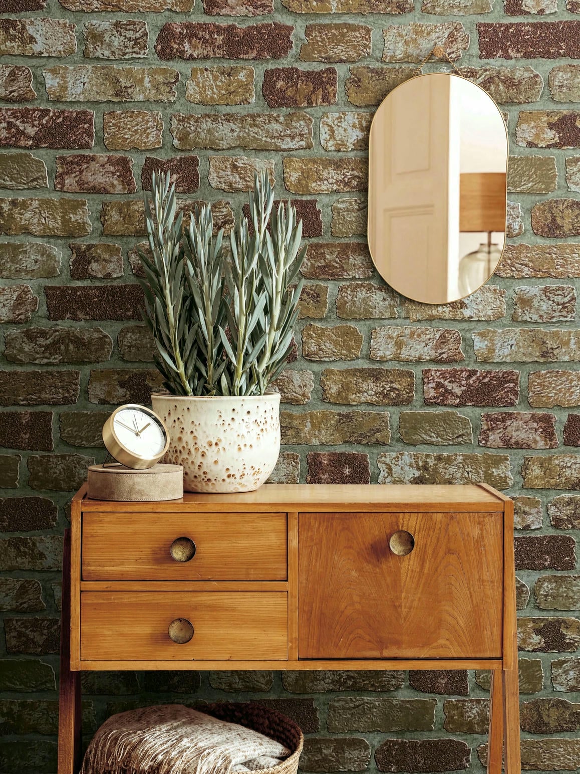 Vliestapete braun, beige steinoptik
