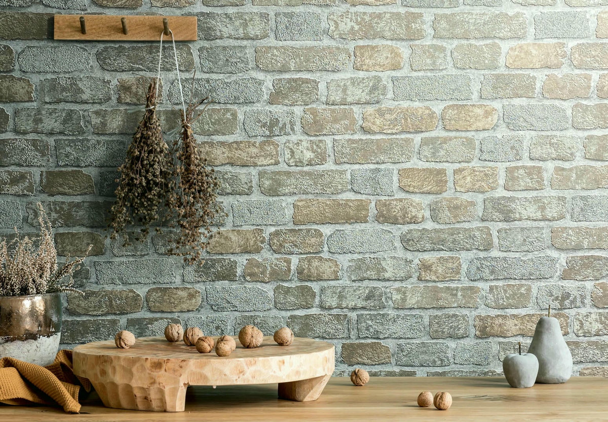 Papel pintado tejido no tejido efecto piedra greige - Marburg - Imagen 2