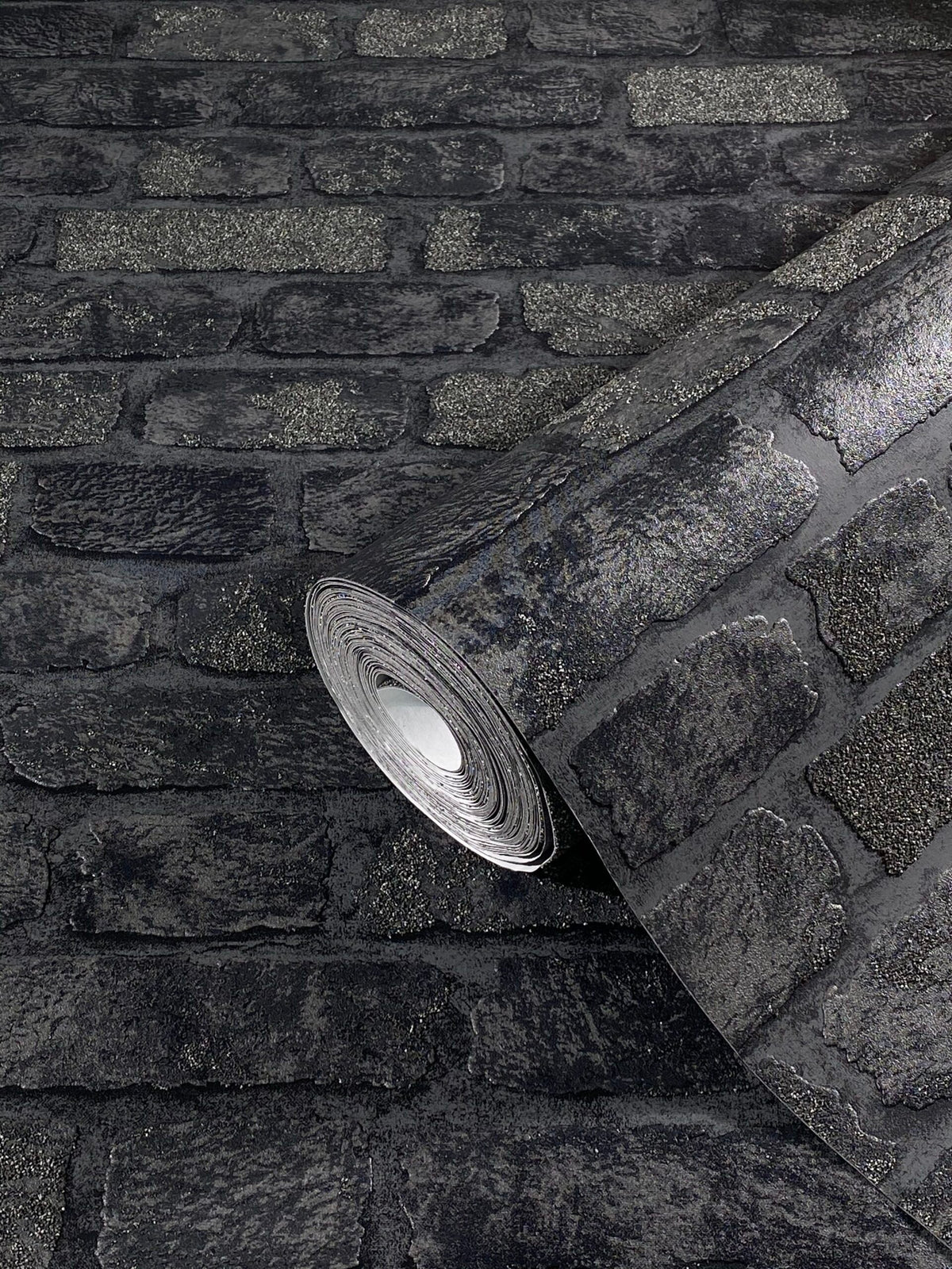 Papel pintado tejido no tejido efecto piedra negro - Marburg - Imagen 4