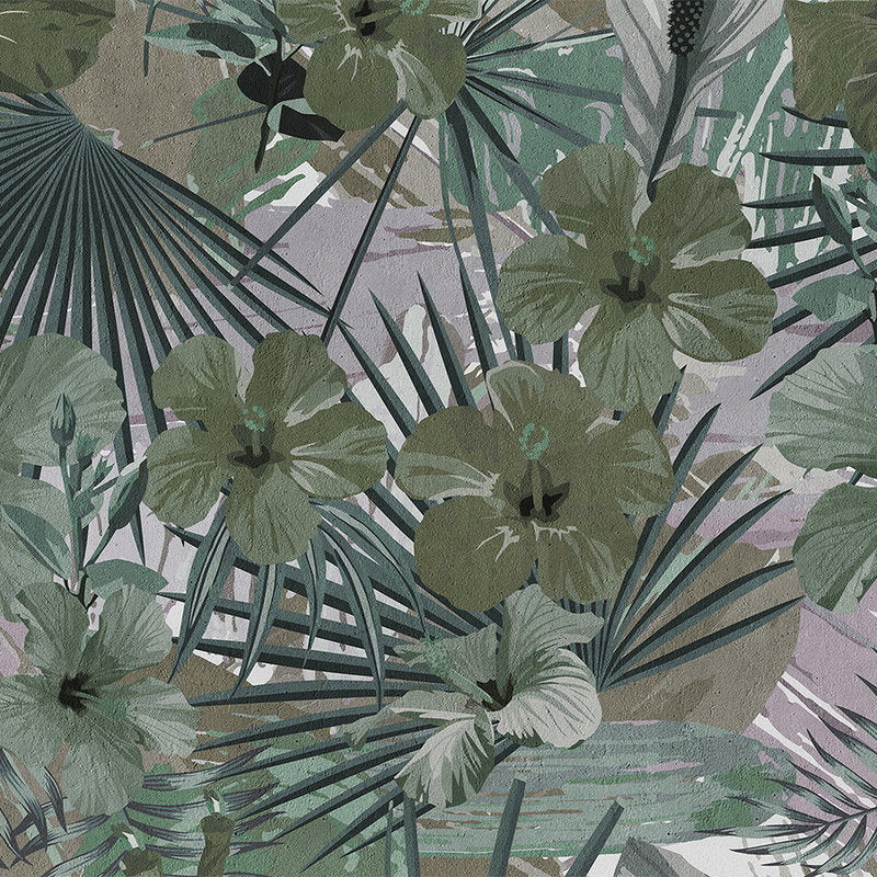 Fotomural Walls by Patel - Photo wallpaper jungle palm trees and flower - green, grey