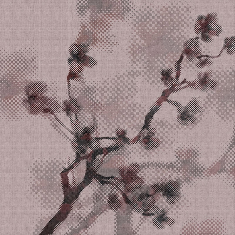 Fotomural Walls by Patel - Twigs 3 - Wallpaper with nature motif & pixel design - natural linen structure - pink