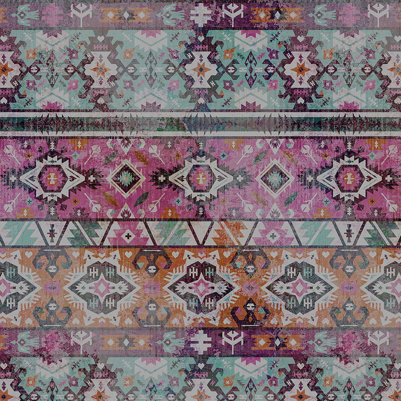 Fotomural Walls by Patel - Photo wallpaper ethnic textile pattern, geometric - pink, blue