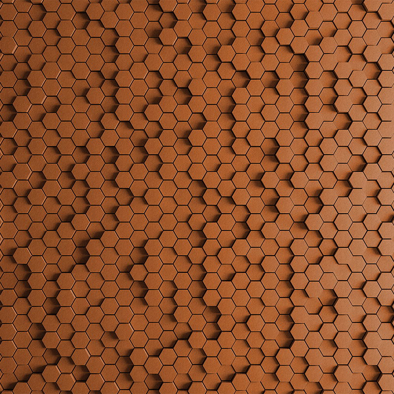 Fotomural Walls by Patel - Honeycomb 2 - 3D wallpaper with orange honeycomb design - structure felt - copper, orange
