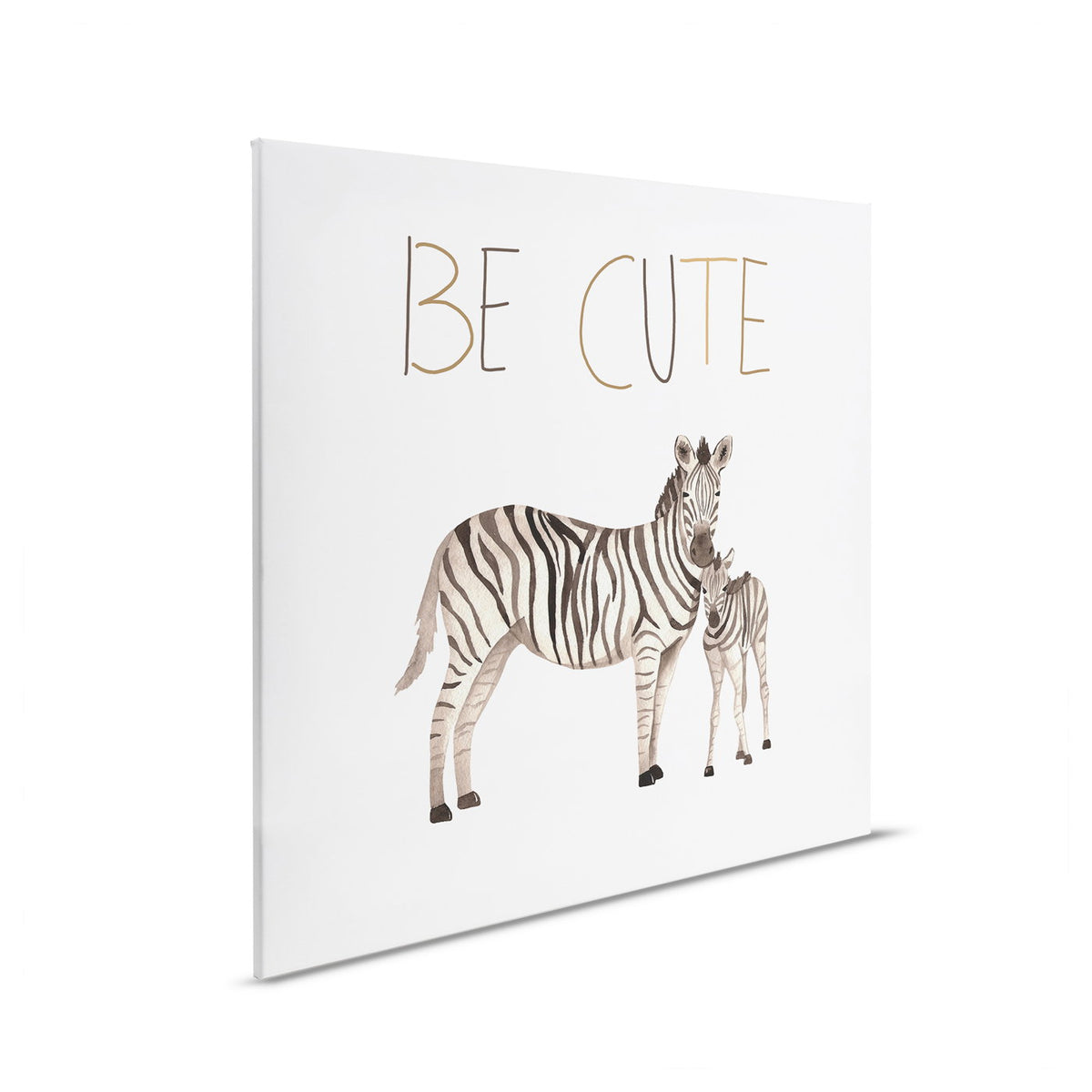 Cuadro lienzo habitación infantil Be Cute Zebras - Diseño animal lúdico con letras inspiradoras