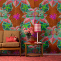Fotomural Walls by Patel - Photo wallpaper »pierre« - Leaf design with kaleidoscope effect on concrete tile structure - Smooth, slightly shiny premium non-woven fabric