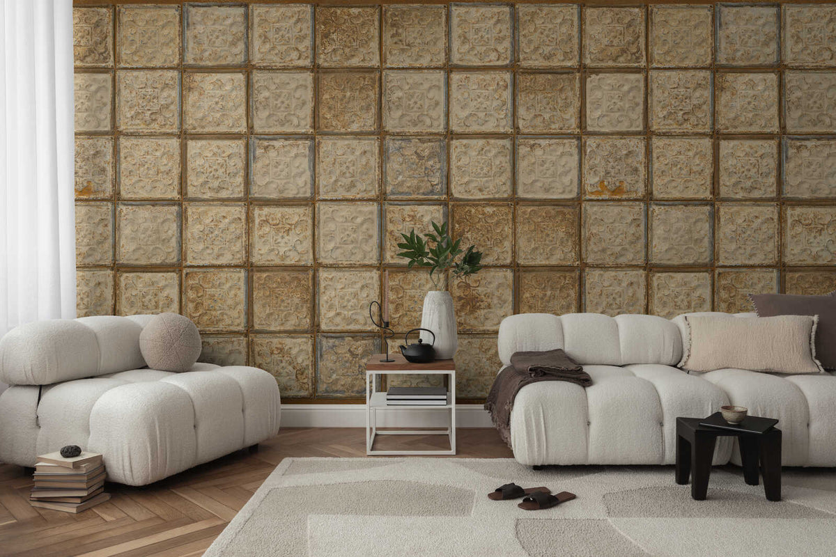 Fotomural Retro look iron tiles mural with rust look - AP Digital 3