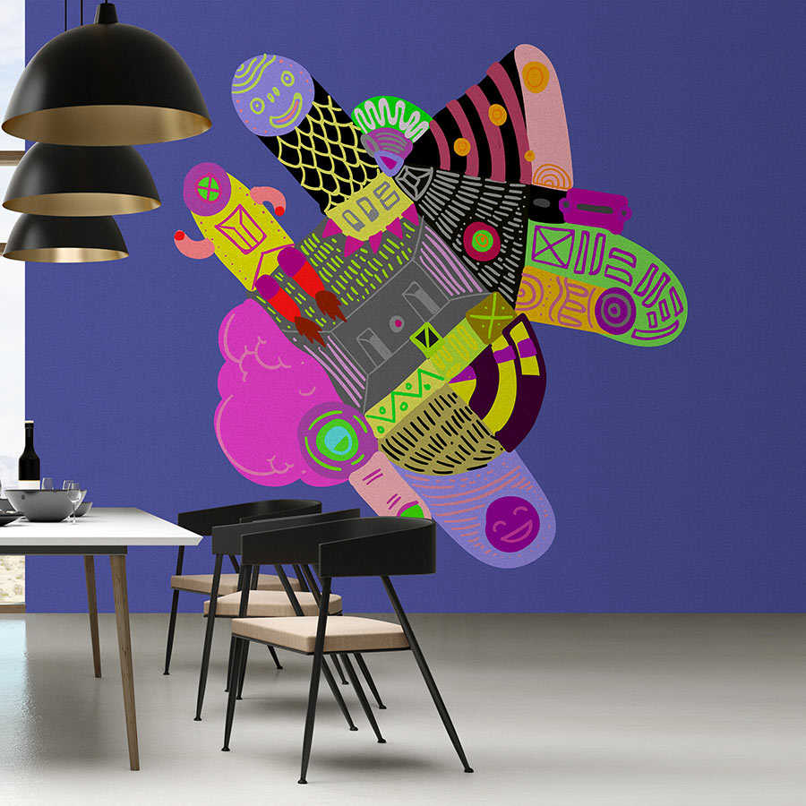Fotomural Walls by Patel - Looney Land 2 - wall mural comic design purple & violet in character style