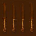 Fotomural Kitchen mural orange & brown with antique knives - AP Digital 3