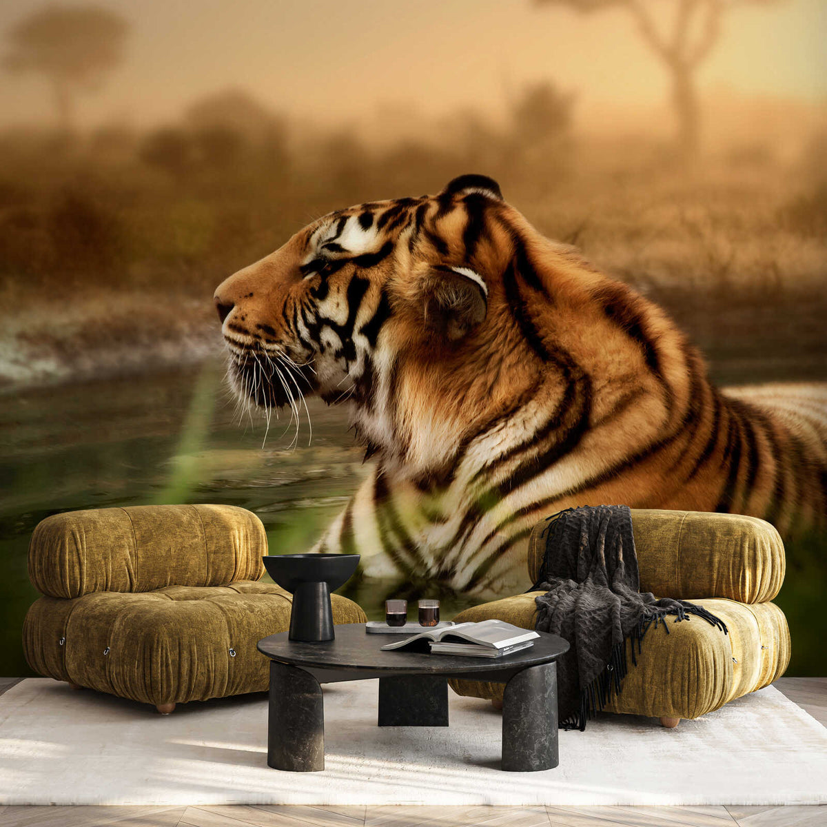 Fotomural Panel XXL 5 - Tiger mural in the wild on premium smooth fleece