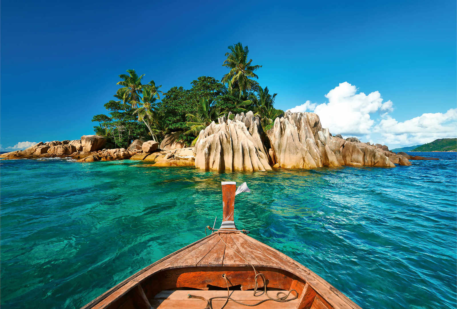 Fotomural Photo wallpaper Seychelles island in the sea - blue, brown, green - DD Motive 2