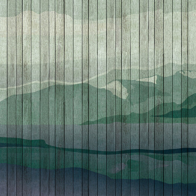 Fotomural Walls by Patel - Mountains 3 - Modern Wallpaper Mountain Landscape & Board Optics - Blue, Green