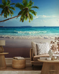 Fotomural Panel XXL 5 - Beach mural two palm trees on the coast on premium smooth vinyl