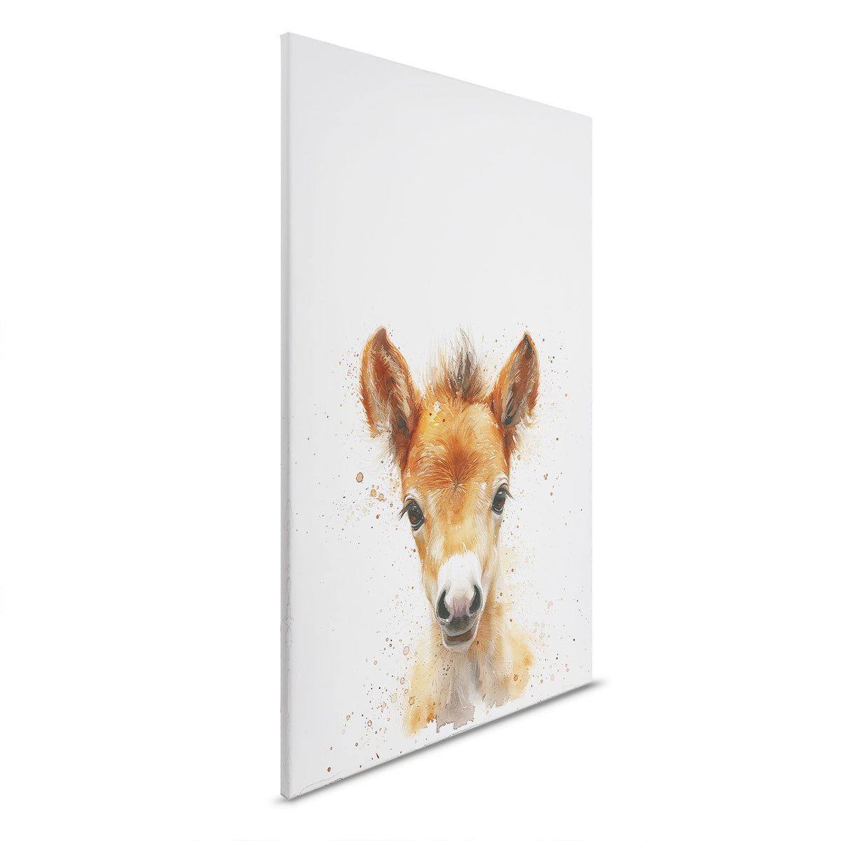 Cuadro lienzo habitación infantil Potro - Aspecto juguetón de caballo salvaje - Un encantador retrato de potro con un vivo aspecto de acuarela