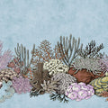 Fotomural Walls by Patel - Octopus's Garden 1 - Underwater Wallpaper with Corals in Blotting Paper Structure - Blue, Pink