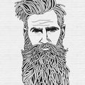 Fotomural Walls by Patel - White stone look mural with men portrait in drawing style
