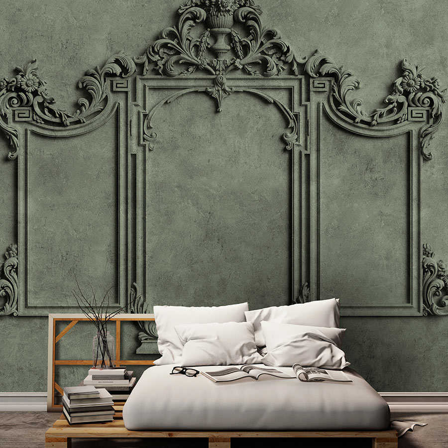 Fotomural Walls by Patel - Lyon 2 - photo wallpaper 3D stucco frame & plaster look in green