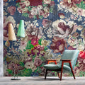 Fotomural Walls by Patel - Photo wallpaper »carmente 2« - Classic style floral pattern against a vintage plaster texture - Colourful