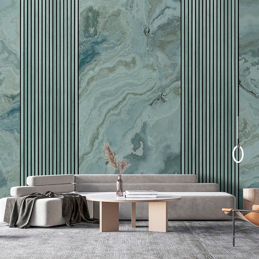 Fotomural Walls by Patel - Photo wallpaper »travertino 1« - Panels & Marble - Petrol
